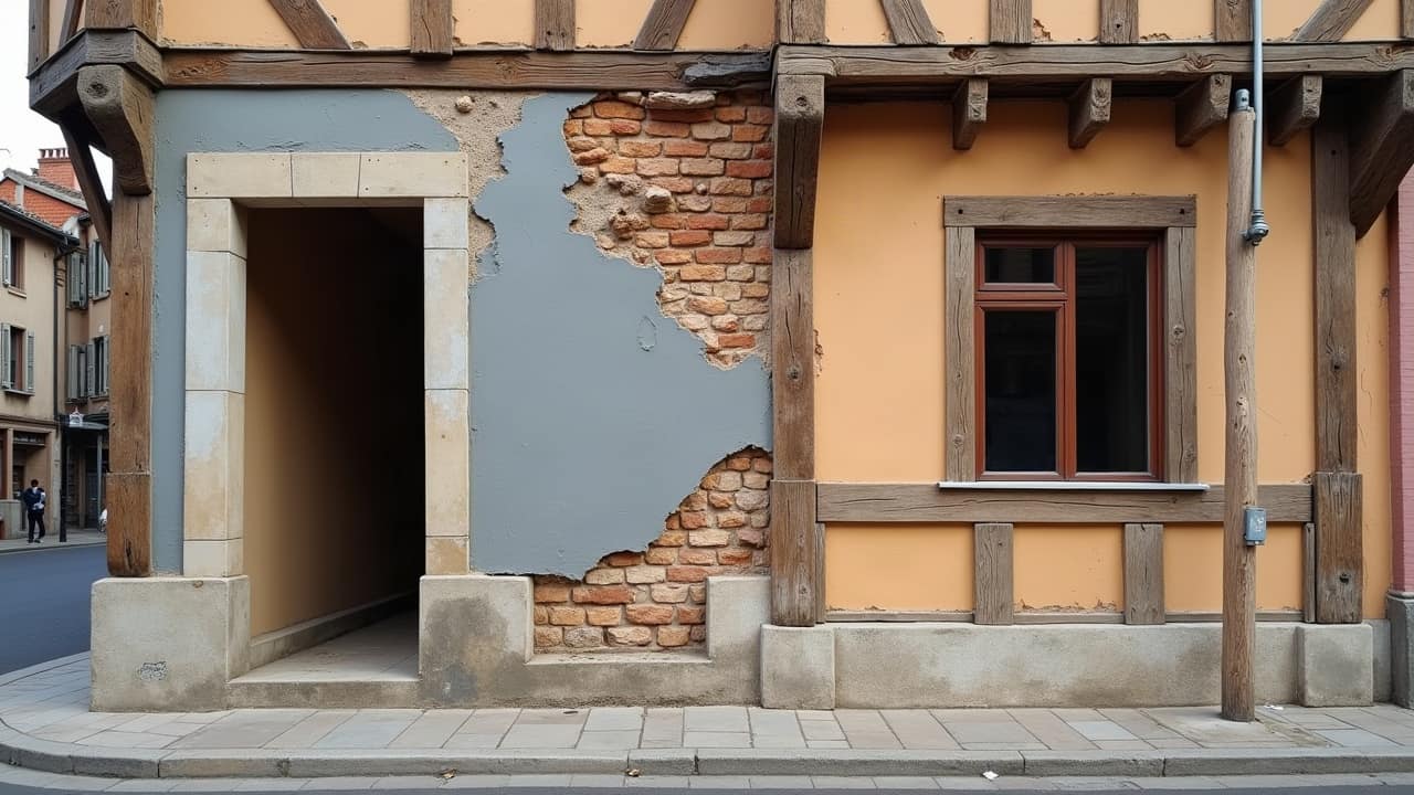 Poutre de pan de bois exposée aux intempéries : les signes d'usure à surveiller