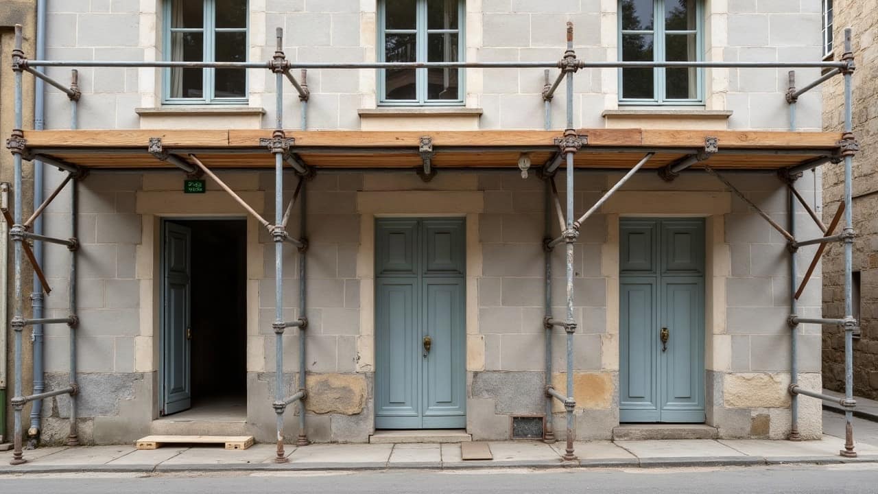 Ruelle pavée d'Avallon longeant les remparts médiévaux, façades anciennes en pierre adossées aux fortifications historiques
