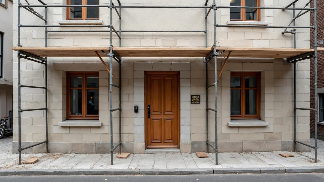 Deux échantillons de mortier de chaux teintés différemment appliqués côte à côte sur un mur en pierre pour comparaison